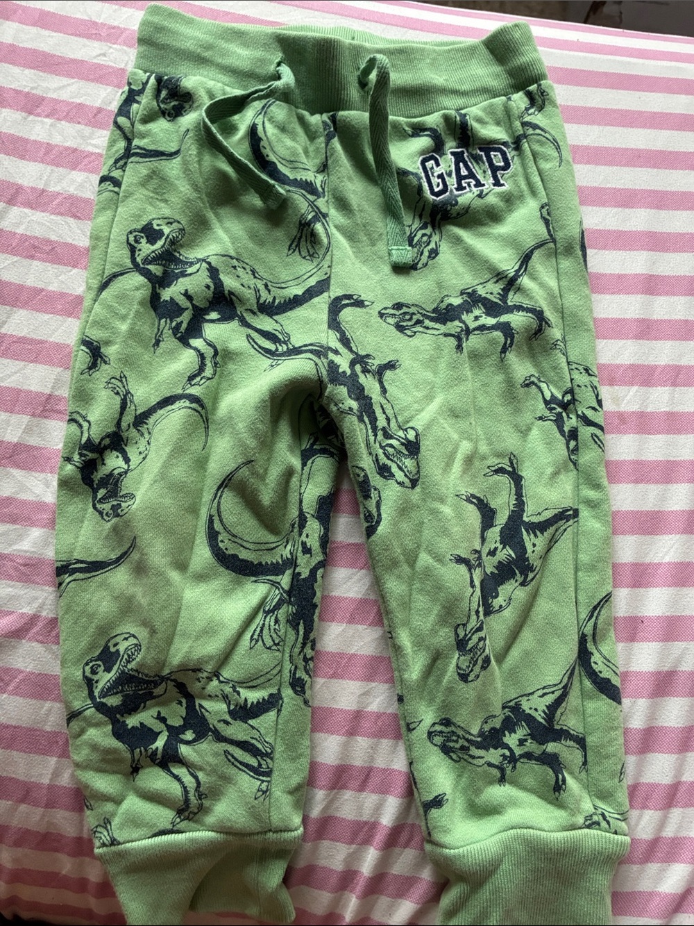 GAP Green Jogger Pajama Pants with Navy Dinosaur Print